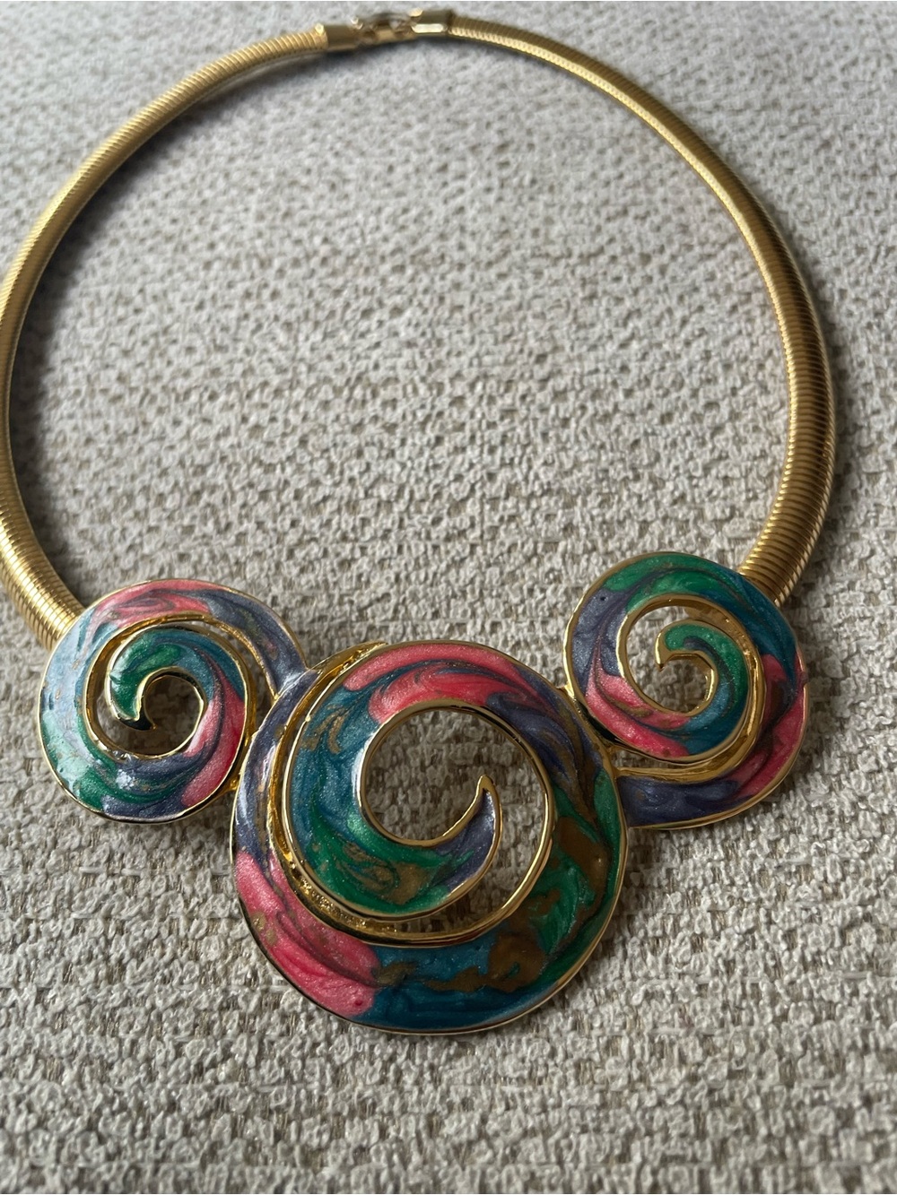 Women's Multicolor Swirl Statement Necklace - Gold Tone